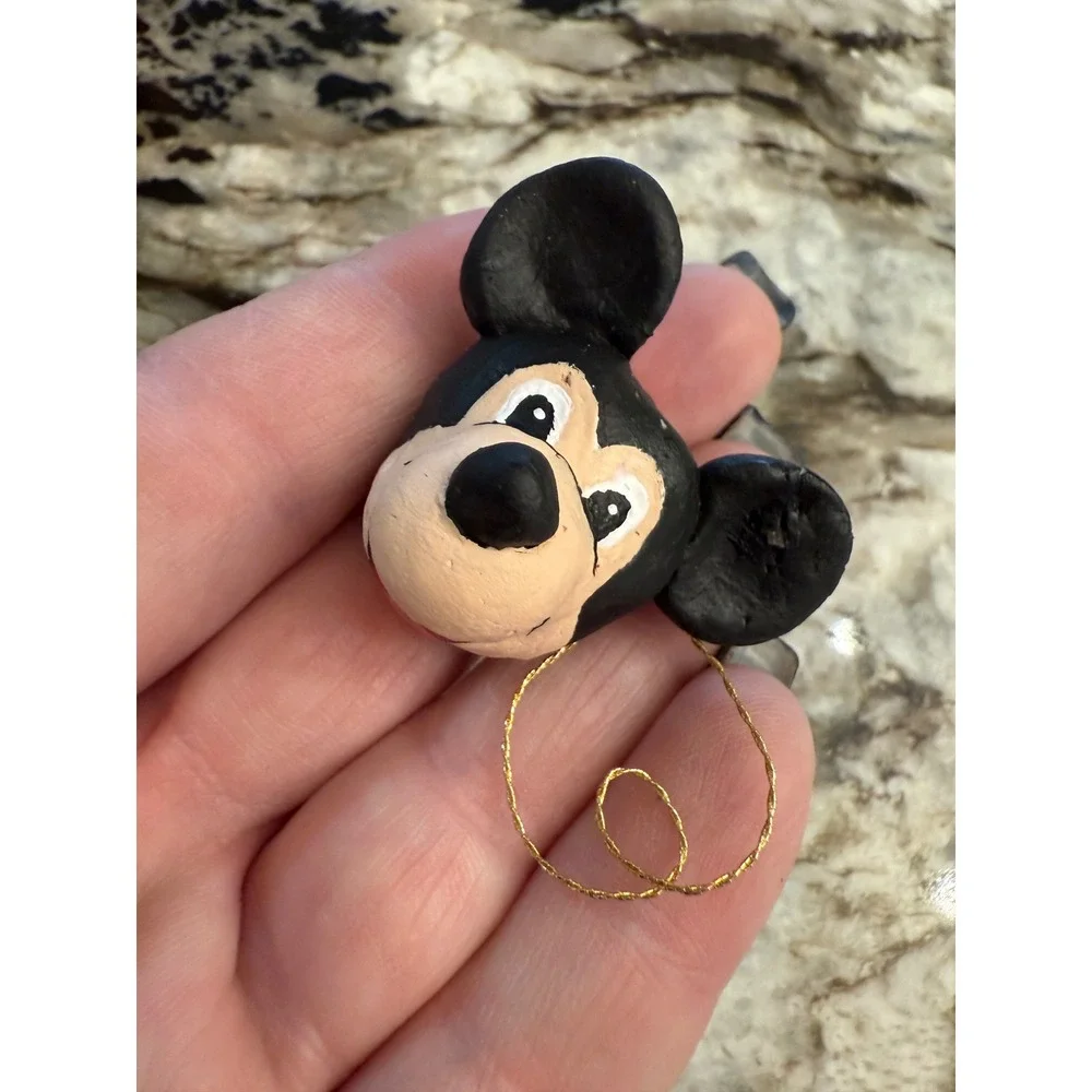 Mickey Mouse Head Ornament‎ Disneyana Hand Painted Unique Decoration